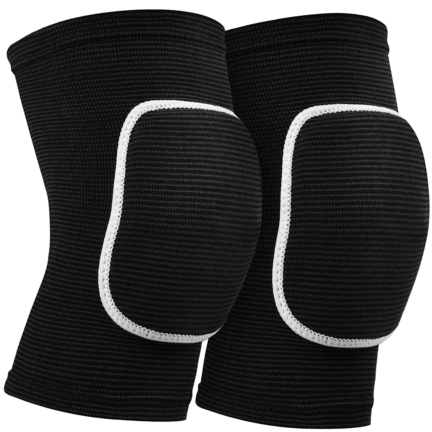 OIUOIH Volleball Knee Pads for Dancer,Protective Pas Adult Kids,Soft Breathable Football Yoga GYM Baketball Skating (Small, Black White)