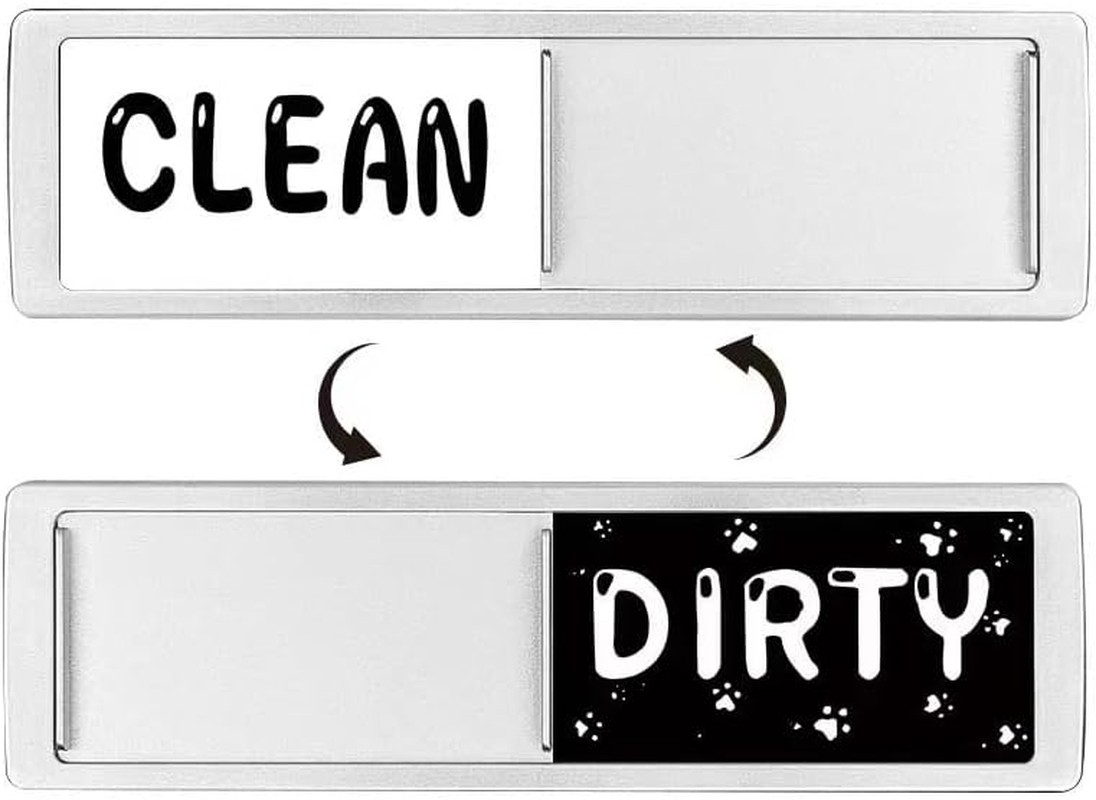 Clean Dirty Dishwasher Magnet Sign – Strong Double-Sided Magnet Flip for All Kitchen Dish Washers – Cute Cat Decor (Silver 02)