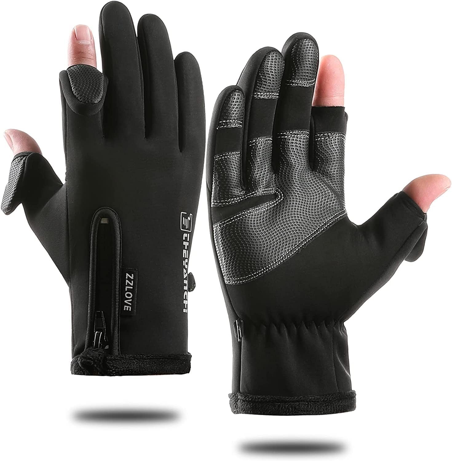 Winter Gloves with Flip Fingers Design,H HOME-MART Men’S Cycling Gloves with Touch Screen Fingers,Winter Thermal Warm Gloves for Men and Women Windproof Water Resistant for Cycling, Skiing