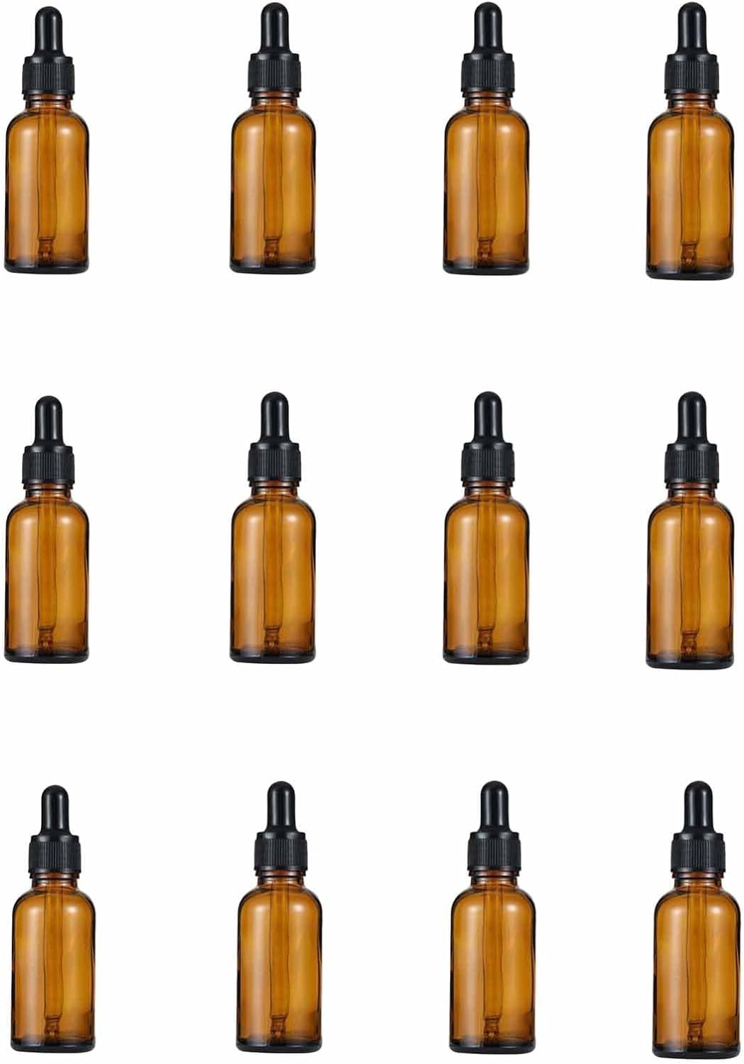 12 PCS Professional 30Ml Thick Dark Amber Glass Tincture Bottle – Leakproof Eye Dropper Amber Glass Bottle for Essential Oils Storage and Travel (30 Ml)