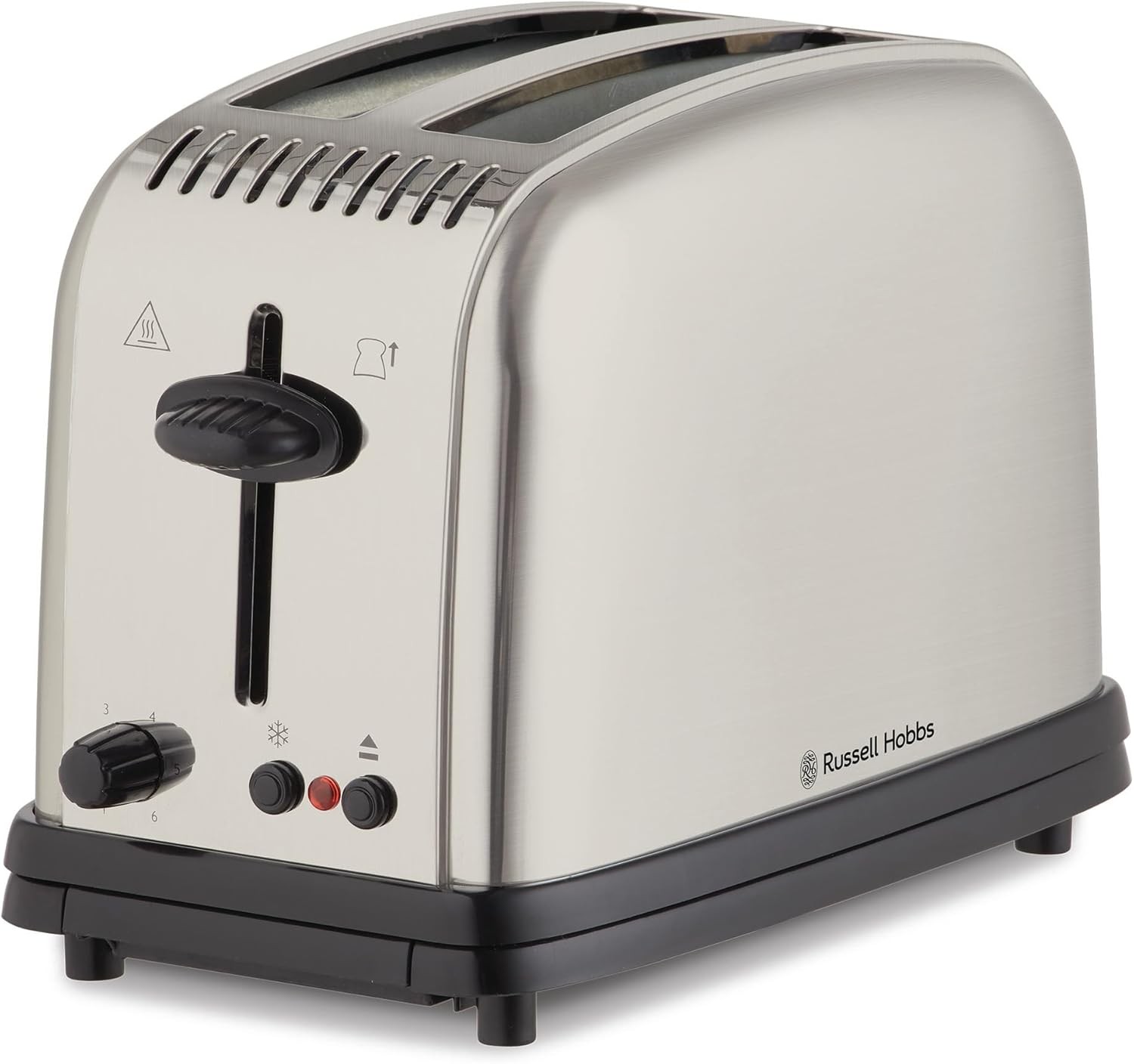 Russell Hobbs RHT12BRU Classic Toaster 2 Slice, Wide Bread Slots, Variable Browning Control, Faster Toasting Technology, Silver