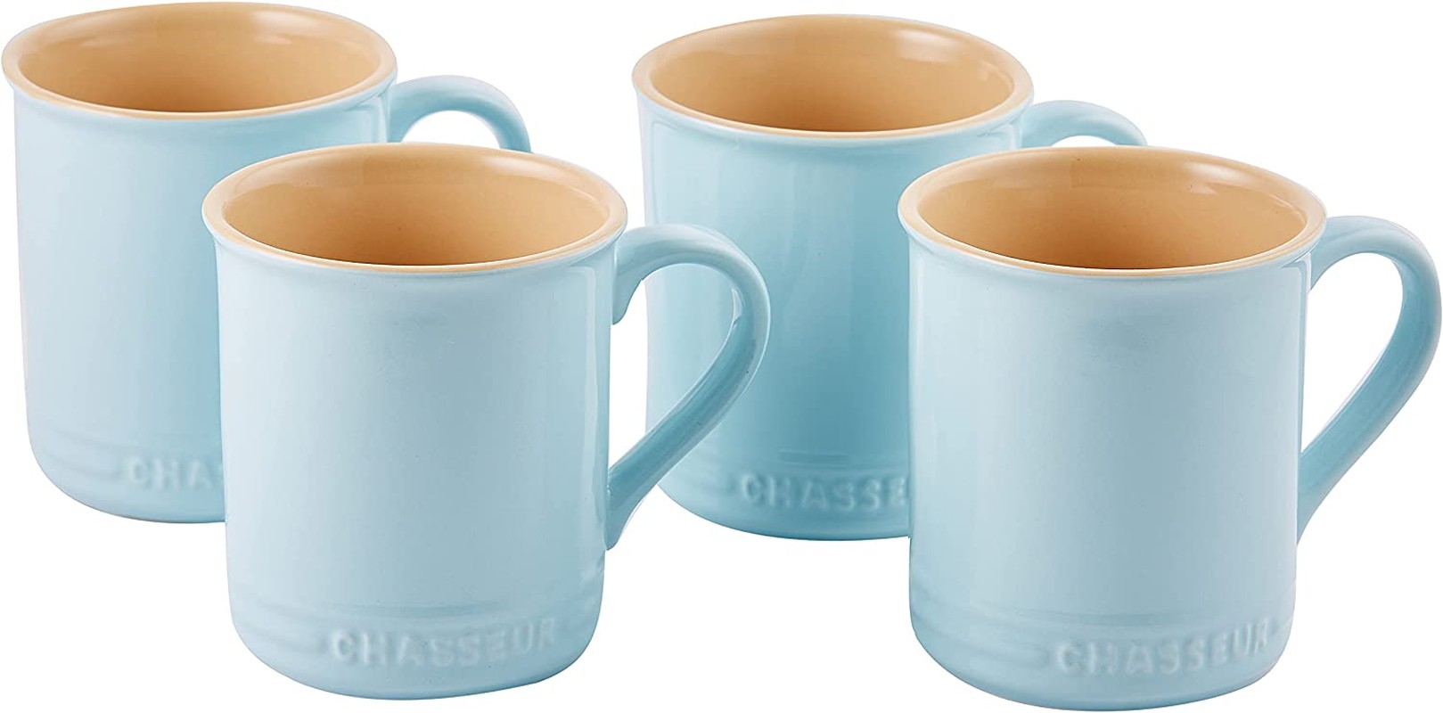 Chasseur La Cuisson Mug 4 Piece Set, 350 Ml Capacity, Duck Egg Blue