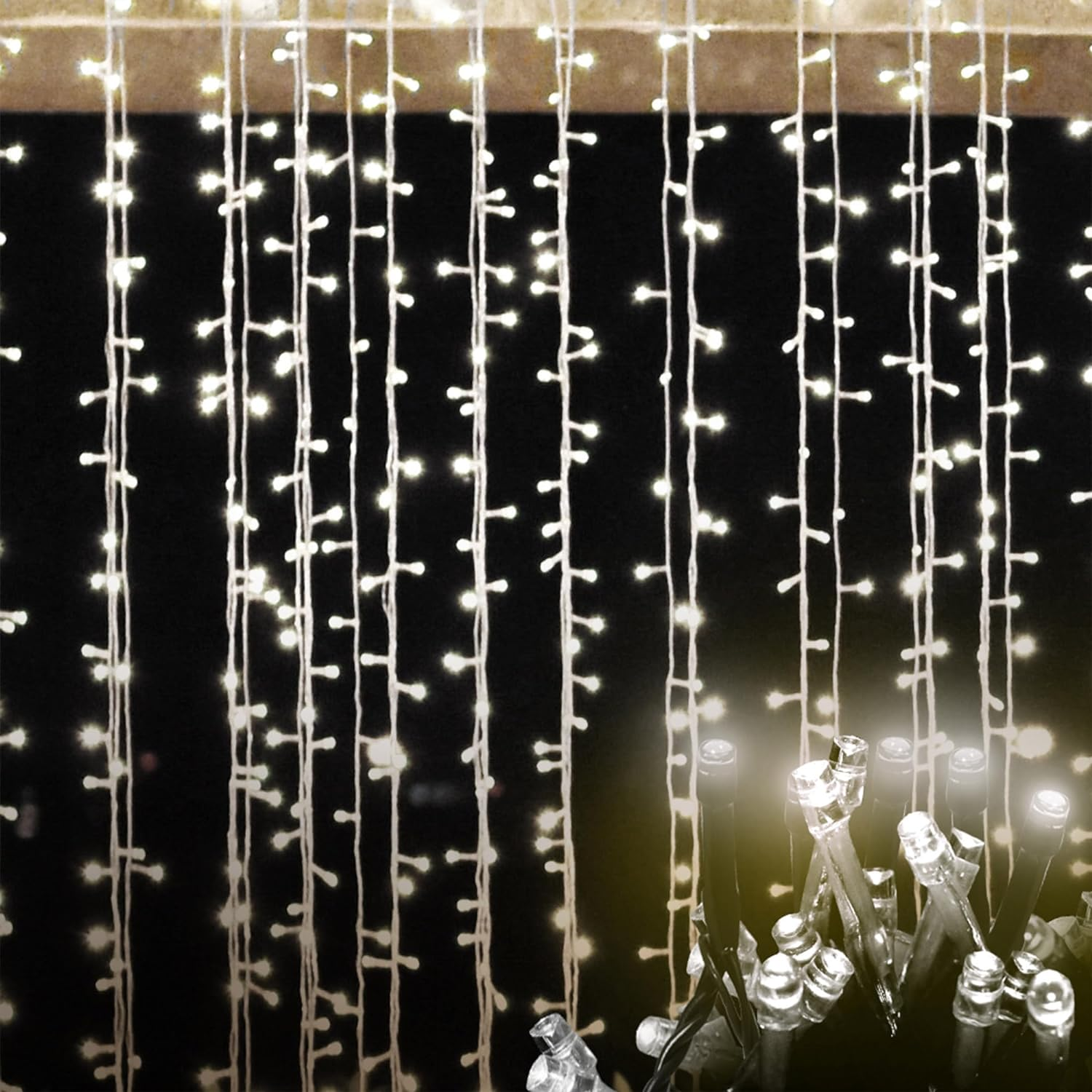 Emitto Curtain Lights Indoor, Ultra Bright Curtains with Lights, Low Energy Consumption, IP44 Waterproof Fairy Curtain Lights with 8 Lighting Modes, 3X3M,Multi-Colored