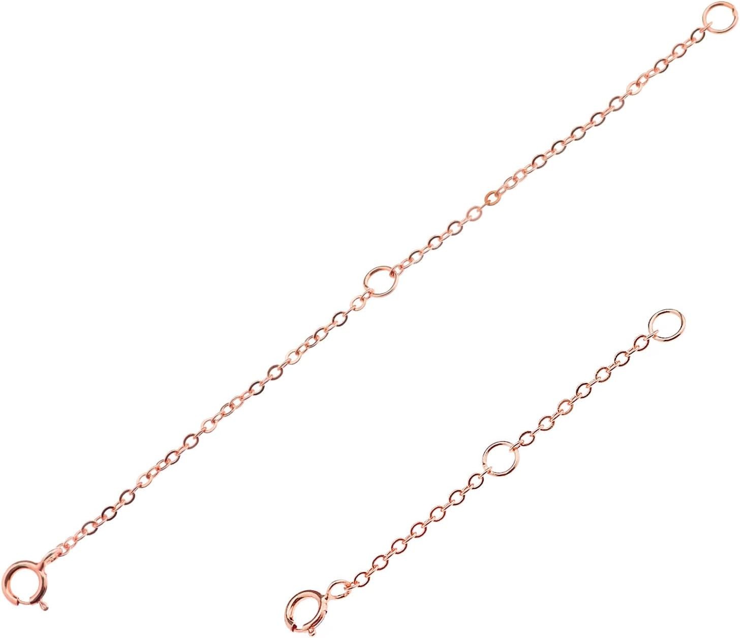 Ecsing 2Pcs Necklace Extension Chain S925 Sterling Silver Necklace Extender Accessories for DIY Jewellery Making Necklace Bracelet