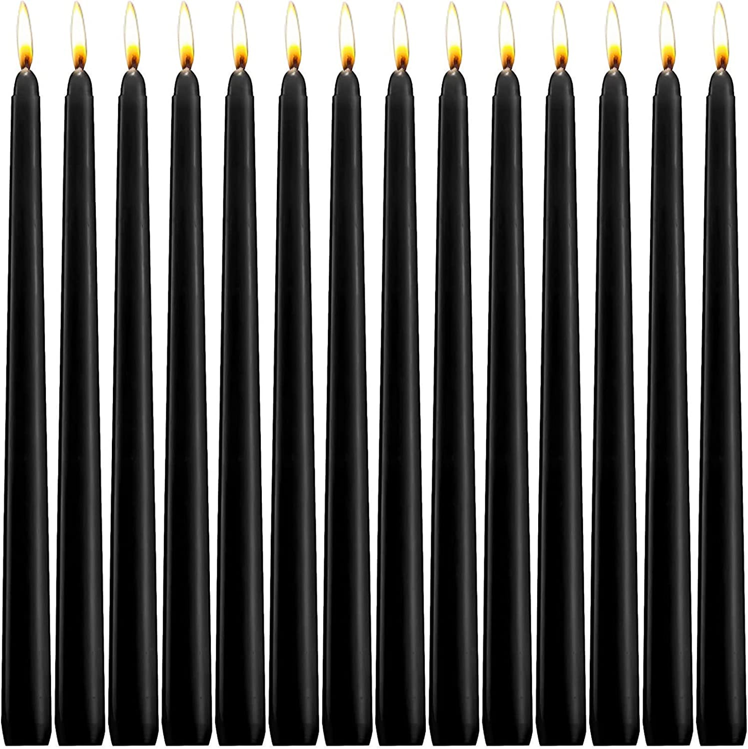 14 Pack Black Taper Candles, 10 Inch Black Dripless, Unscented Dinner Candles, Smokeless Taper Candles, Paraffin Wax with Cotton Wicks, 8 Hours Burn Time