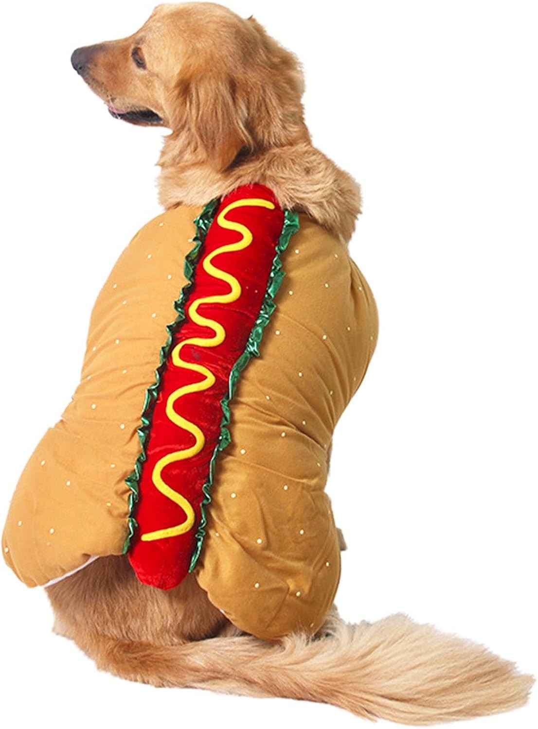 KIKNIN Hot Dog Pet Costume,Dog Costume,Dog Halloween Costume Pet Cosplay Party Suit,Funny Cat Costume,Christmas Party Role Play Dress up and Hot Dog Design Costumes for Dogs&Cats (Large)