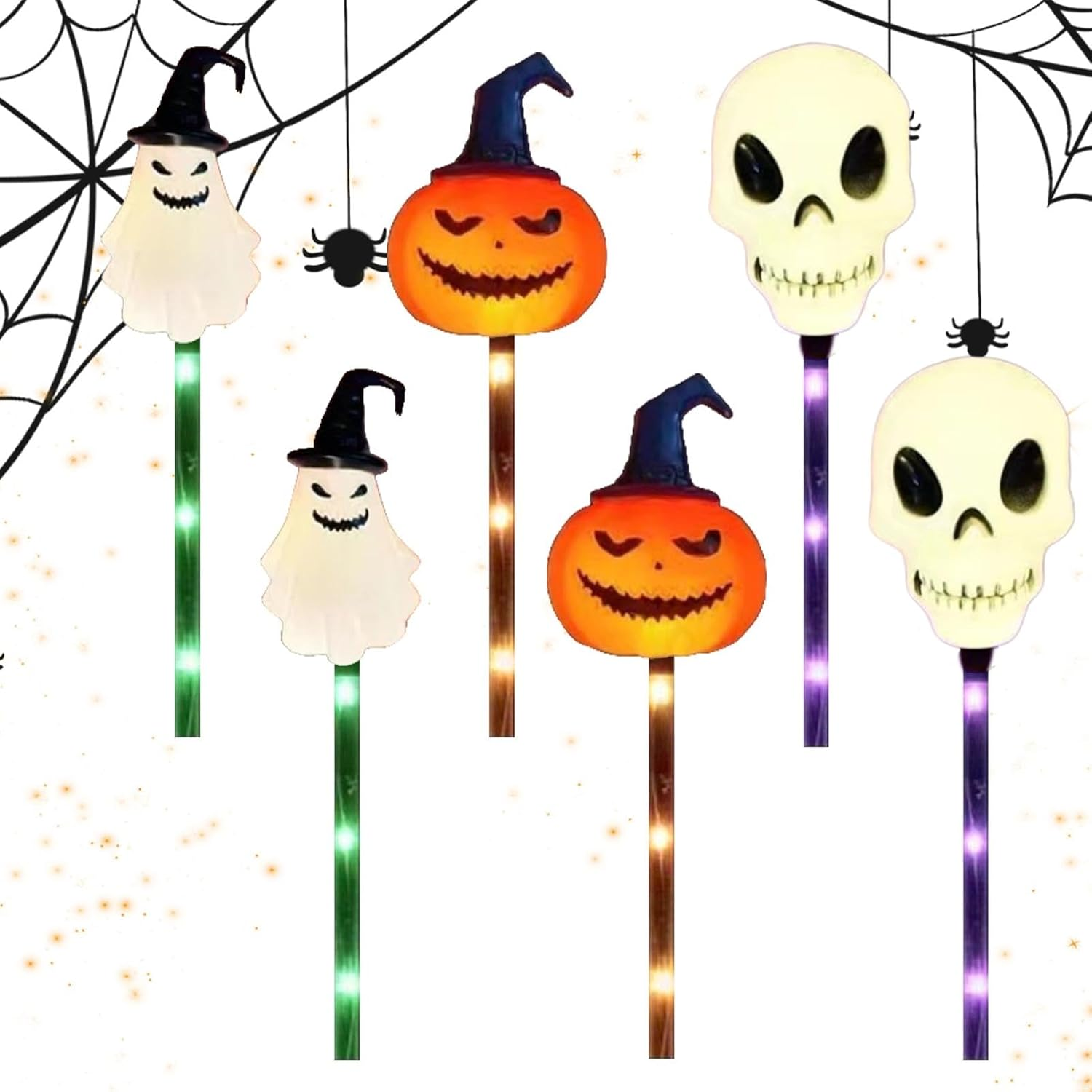 Pumpkin Stake Lights- 46Cm Versatile Solar Halloween Stake Lights | PVC Pumpkin Stake Lights, Eyeball Garden Stake Lights, Waterproof LED Pathway Lights and Outdoor Decorations for Yard Lawn