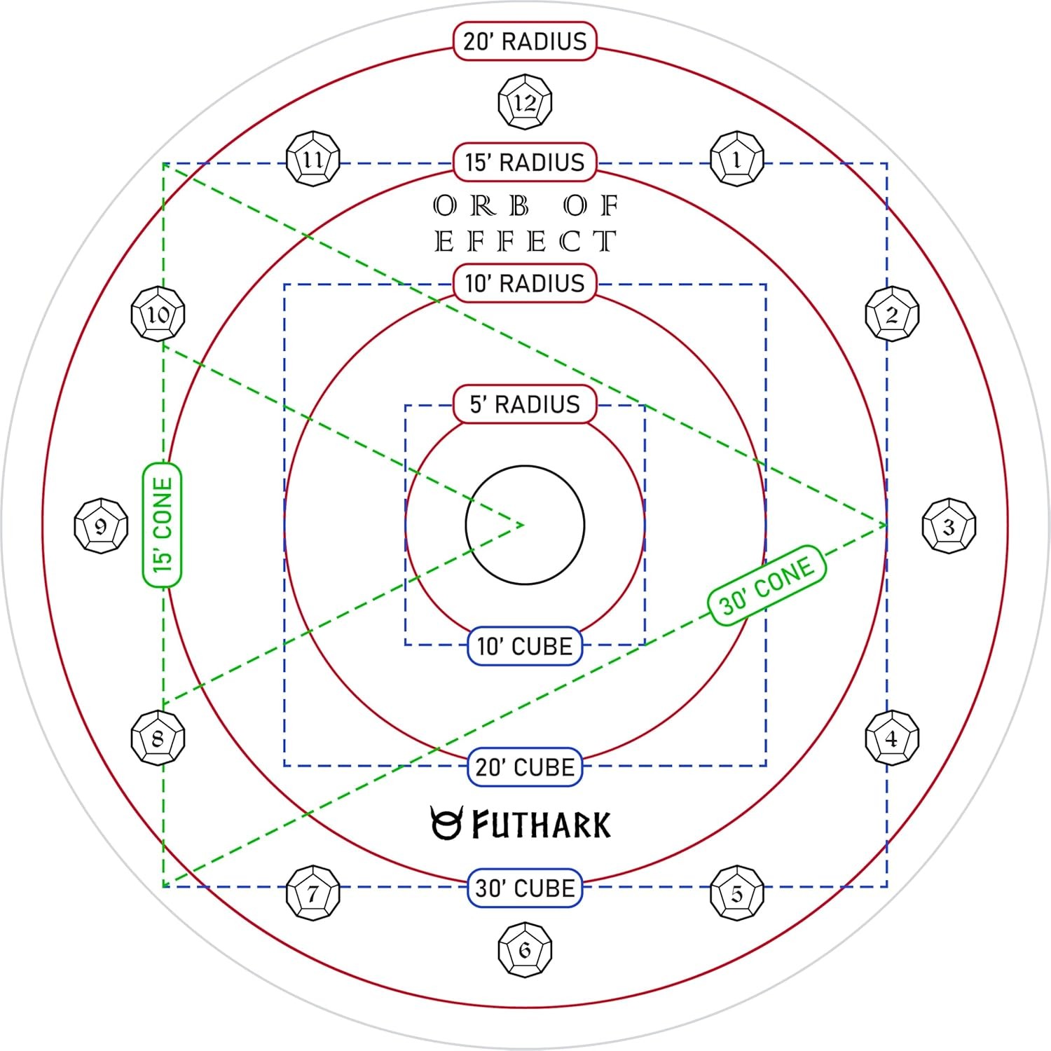 DND Spell AOE Damage Template Large to 30′ Cube & 30′ Cone, Acrylic D&D Area Effect Marker – Tabletop RPG Gaming Accessories, Tools for Dungeons and Dragons, Ttrpgs