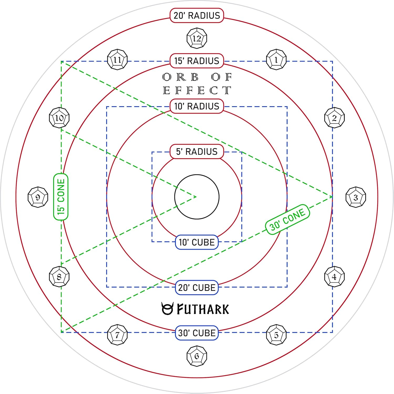 DND Spell AOE Damage Template Large to 30′ Cube & 30′ Cone, Acrylic D&D Area Effect Marker – Tabletop RPG Gaming Accessories, Tools for Dungeons and Dragons, Ttrpgs