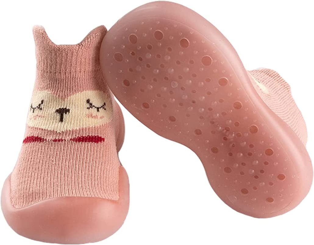 Anti-Slip Baby Toddler First Walking Sock Shoes, [Cute Animal] Cotton Lightweight Slip-On Shoes with Soft Rubber Sole Unisex Non-Skid Indoor Outdoor Floor Slipper Breathable Kid Girls Boys Socks Boots