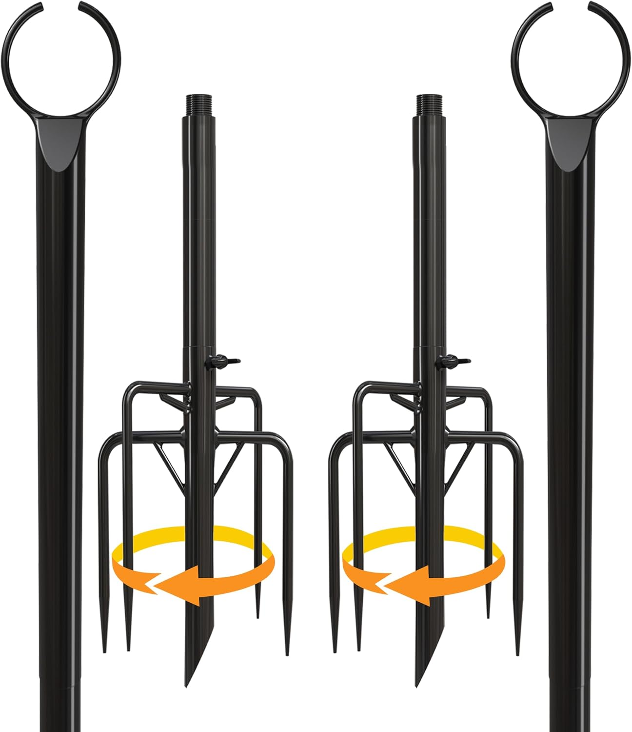 Utopia Home String Light Poles Circle, 9FT Light Poles for outside String Lights with 2 in 1 Assembly with Clips and Fork for Garden, Backyard, Patio, Deck, Wedding, Party – 2 Pack – Black