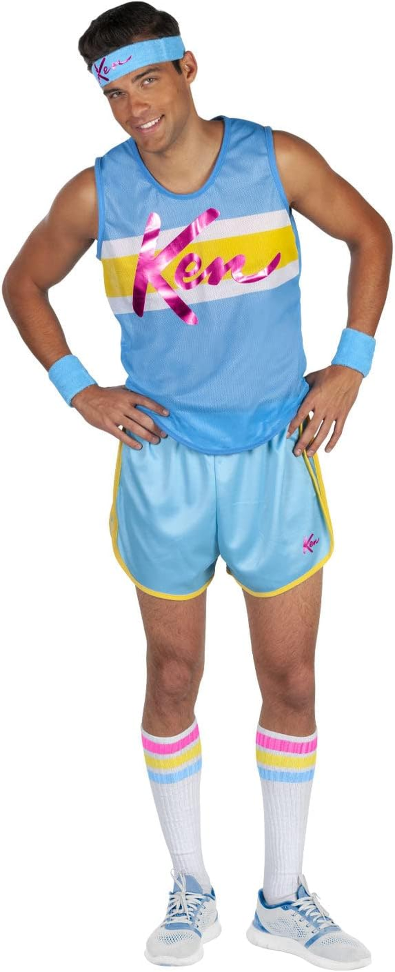 Rubies Ken Mens Sports Costume T-Shirt, Trousers, Wrist Bands and Headband Official Mattel for Christmas, Carnival, Halloween, Stag Nights, Birthday