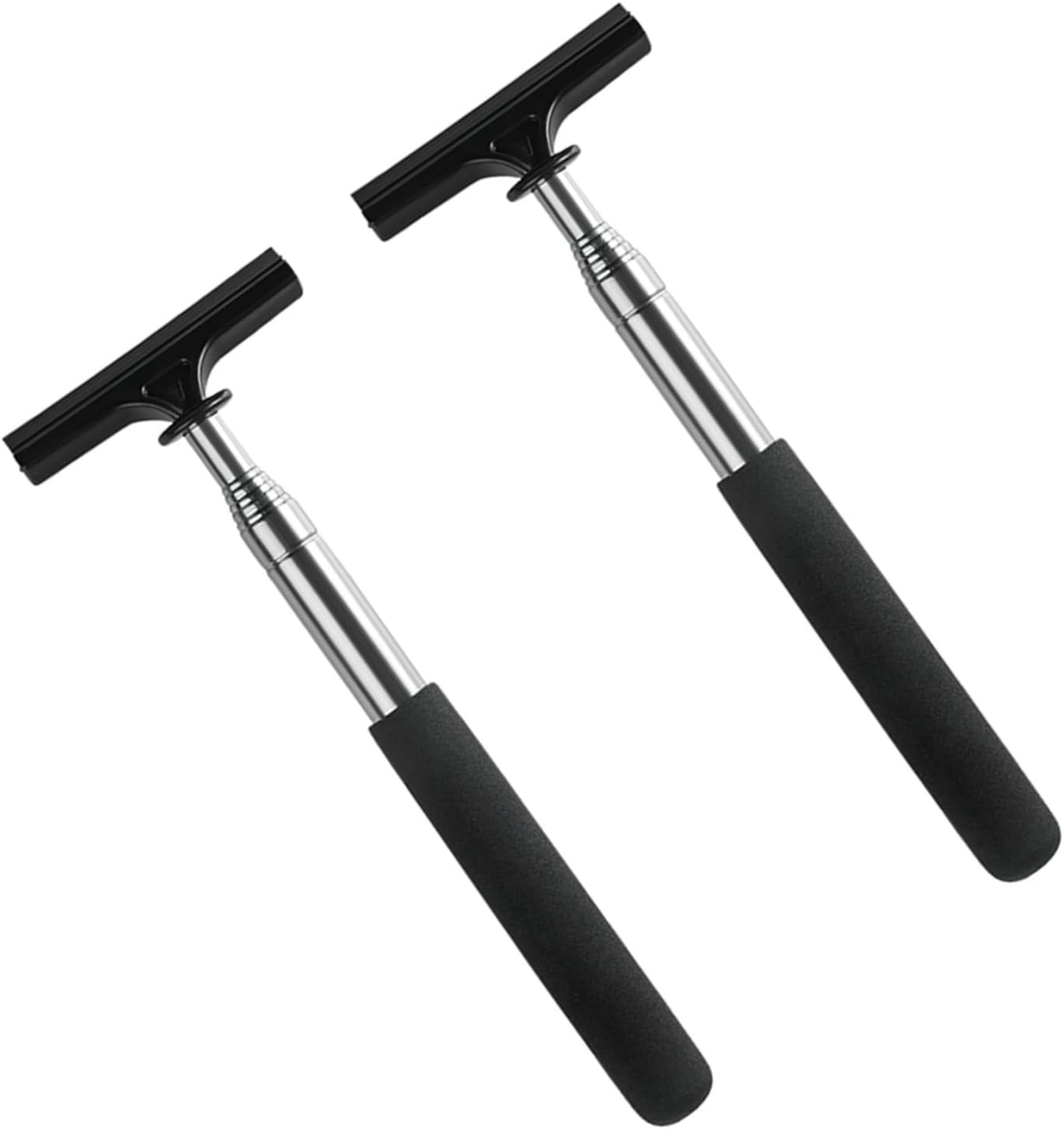 2 Pcs Mini Squeegee for Car Mirror, Retractable Car Rearview Mirror Wiper, Car Mirror Squeegee, Windshield Squeegee Long Handle, Squeegee for Car Windows, Car Window Squeegee (Black)