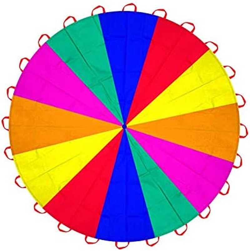 AMYESE 10Ft Rainbow Parachute for Outdoor Party Games, Kids Play Parachute Group Cooperative Team Game Toys, Family Get-Together Entertainment