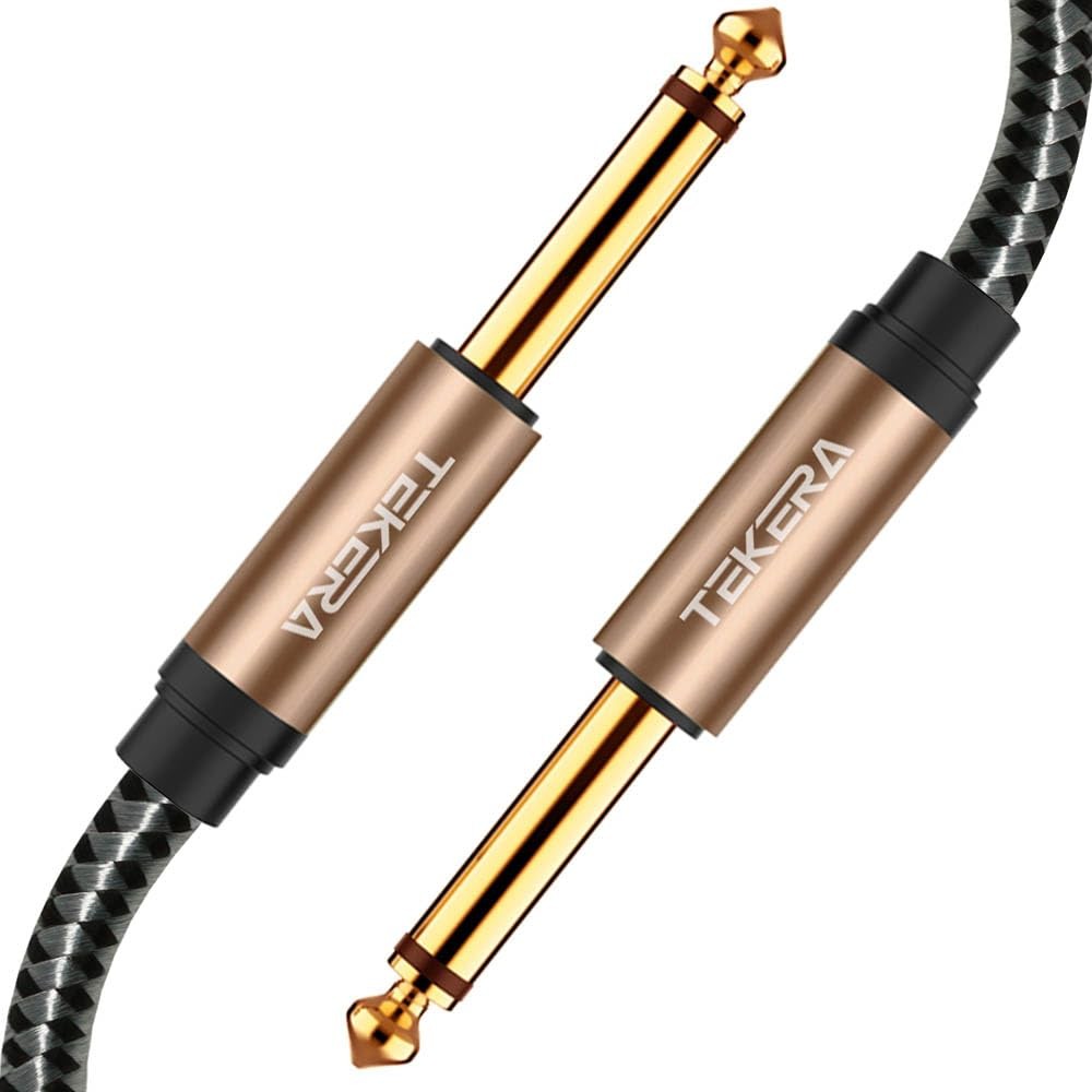 Guitar Cable, TEKERA 1/4 Inch to 1/4 Inch TS Straight Male to Male 6.35Mm Mono Jack Cable 1.5M 3M 5M 10M (5FT/1.5M Standard Jack)