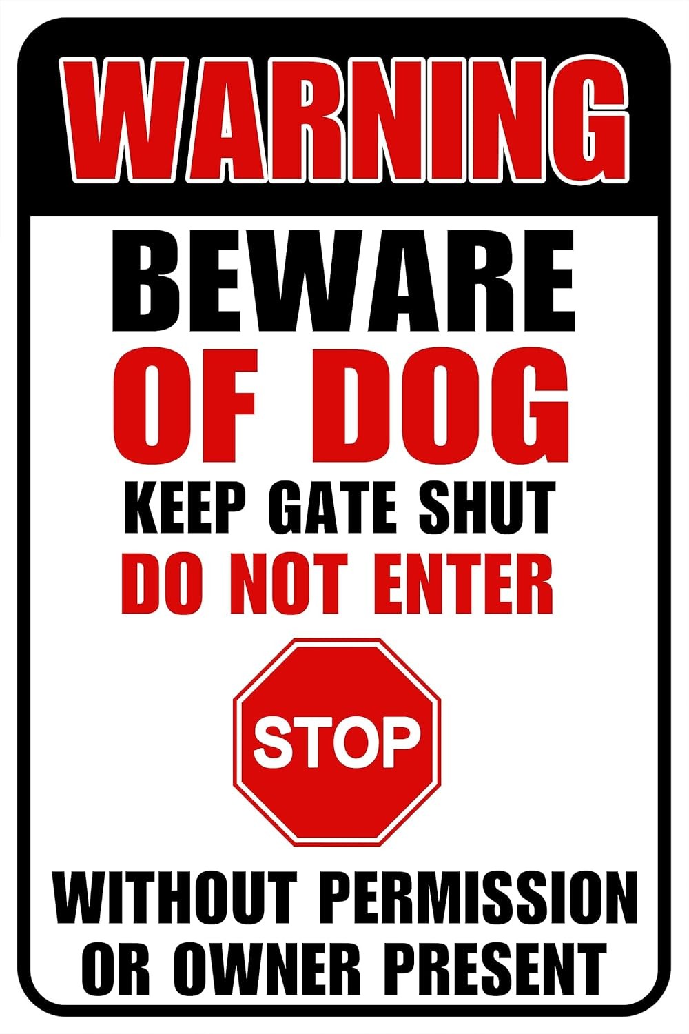 Beware of Dog Signs for Fence Do Not Enter Be Aware of the Dogs Tin Sign for Farm Wall Decor 12X8 Inches (Multi)