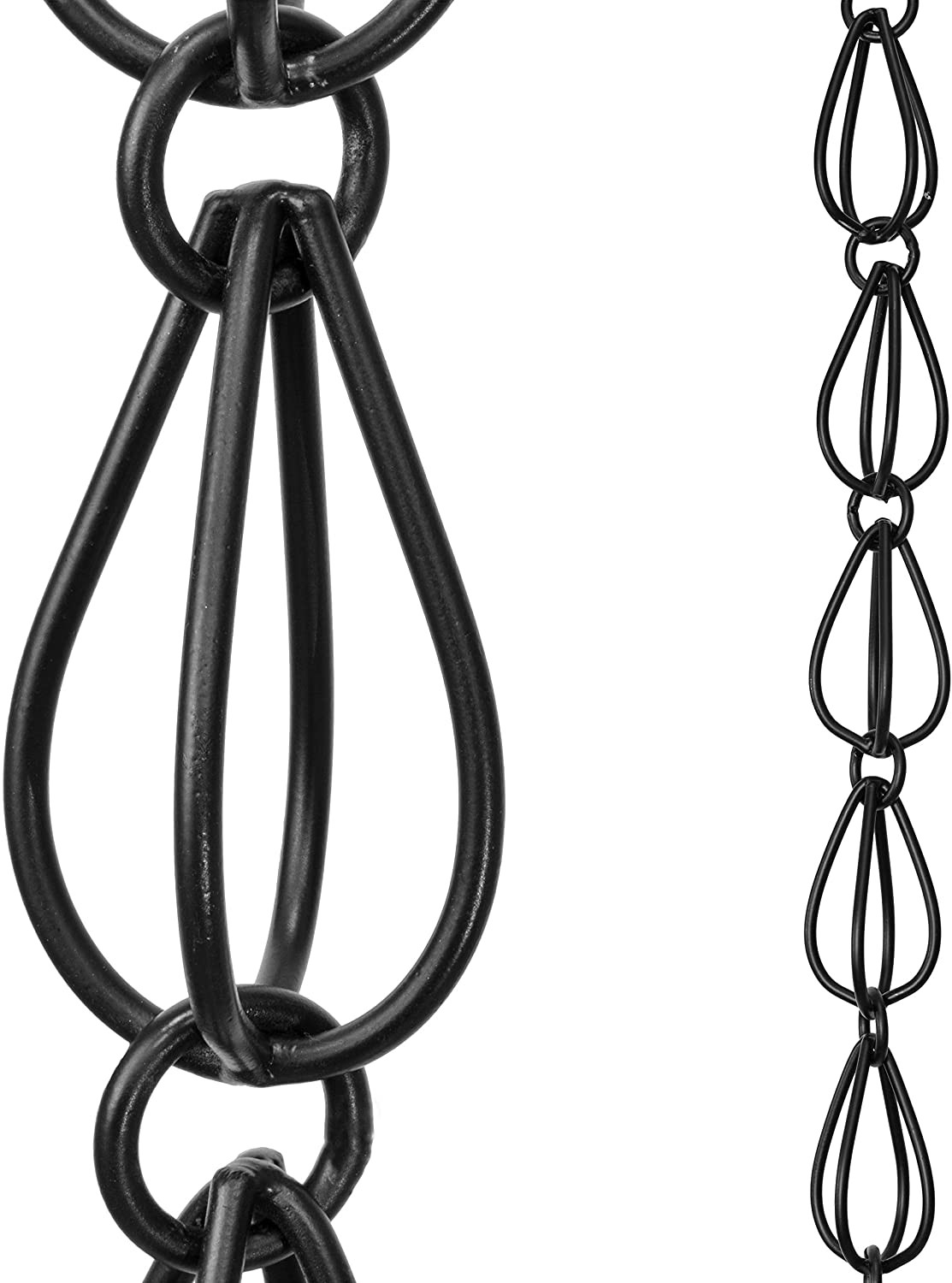 Monarch Rain Chains 17055 Aluminum Teardrop Rain Chain, 8-1/2 Feet Length Replacement Downspout for Gutters, Black Powder Coated