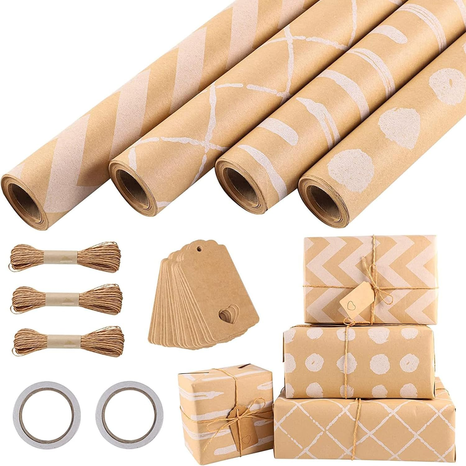 4 Rolls of Gift Wrapping Paper- 16.93″ X 118.1″ Recyclable Gift DIY Wrapping Paper Wrapping Paper Gift Wrapping Paper for Birthdays, Bridal Showers,Christmas,Valentine’S Day and Moreand More