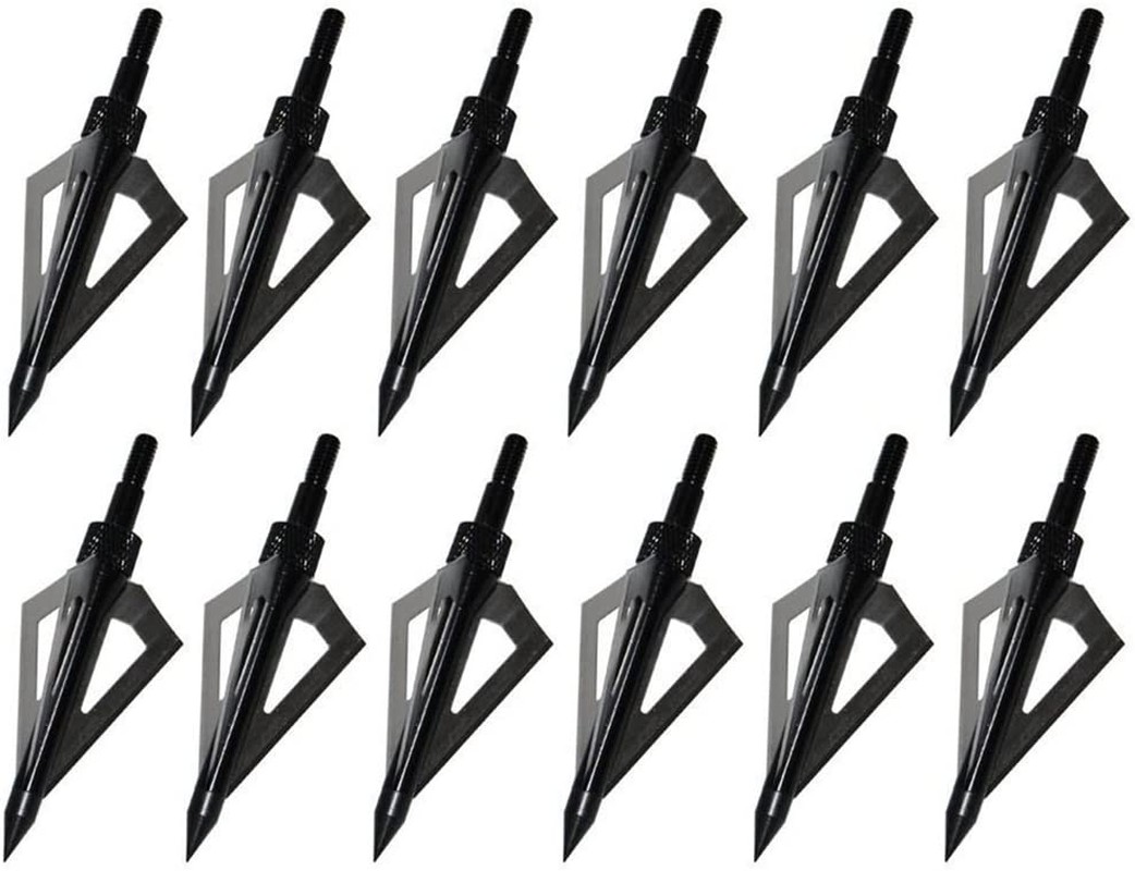 12PK 100Grain Razor Broadheads with 3 Sharp Blades and Screw-In Arrow Heads for Archery Hunting Compound Recurve Bow Arrows