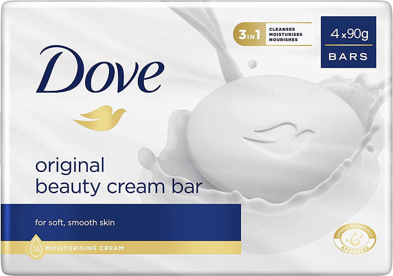 Dove Beauty Cream Bar Original Soap (4 X 90G Bars)