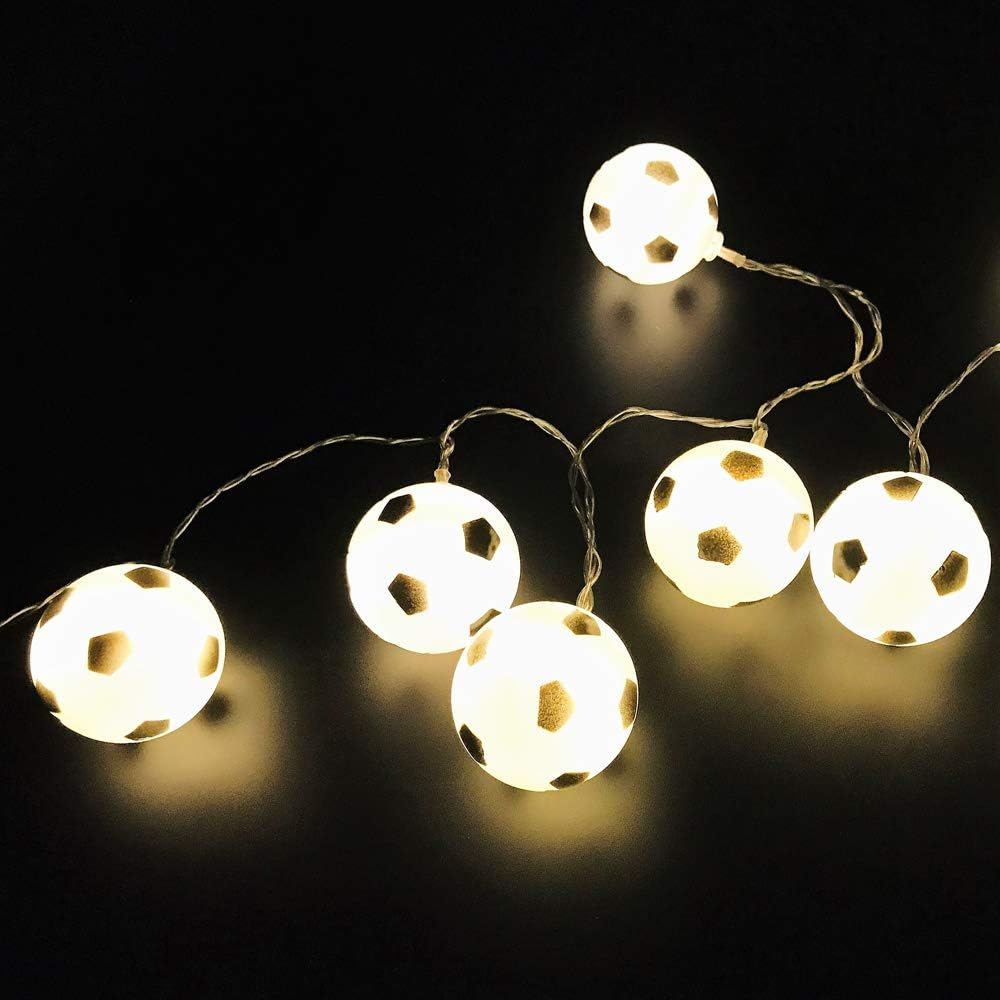 Cirkooh 5 M / 16.4 Ft 50 Lights Battery Powered Football Soccer Shape LED String Lights for Indoor/Outdoor Halloween Christmas Thanksgiving Home Party Children Kids Bedroom Decoration (Warm White)