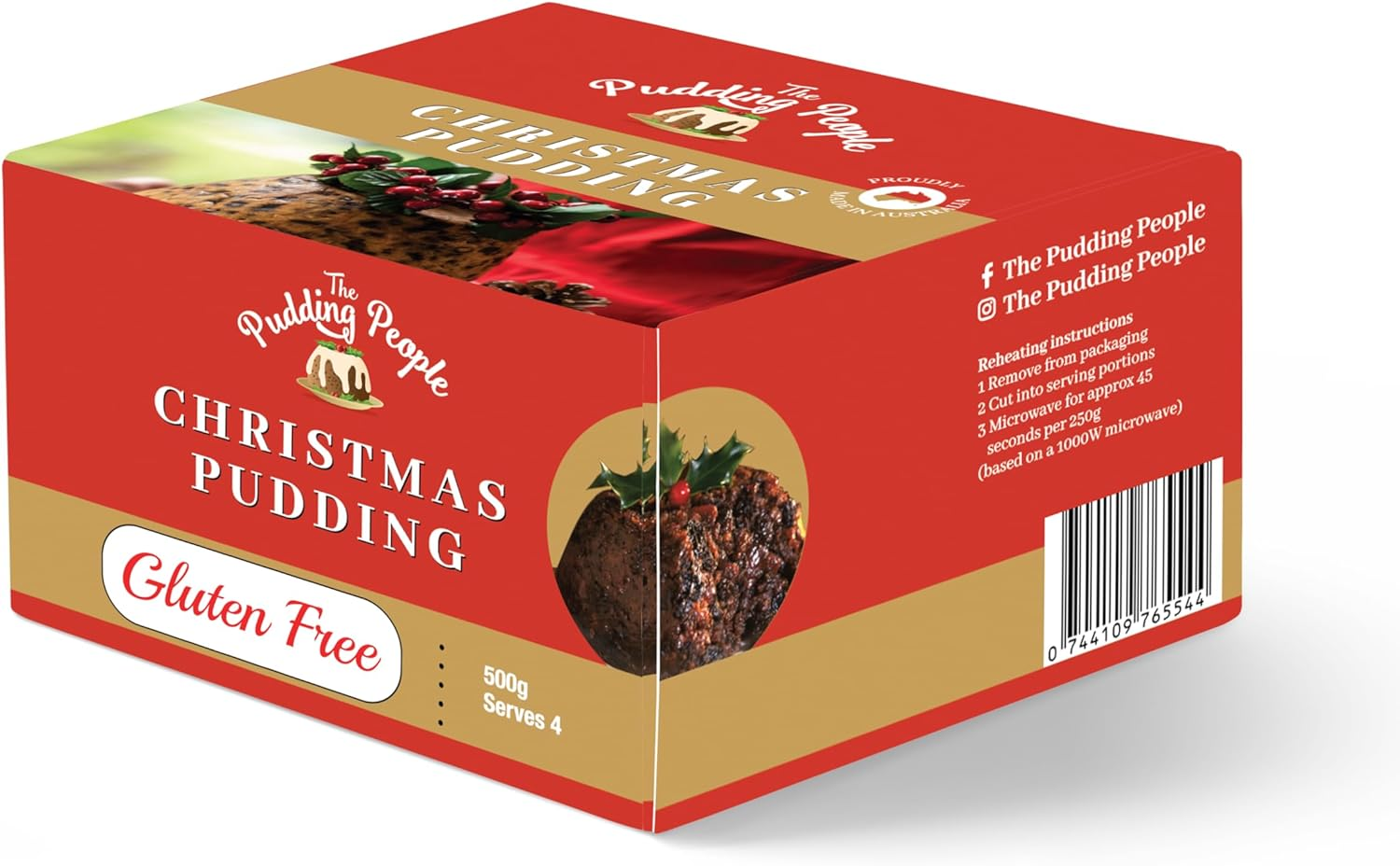 The Pudding People Traditional Christmas Plum Pudding Gluten Free Plum Puddings Box 500G (4 Serves)