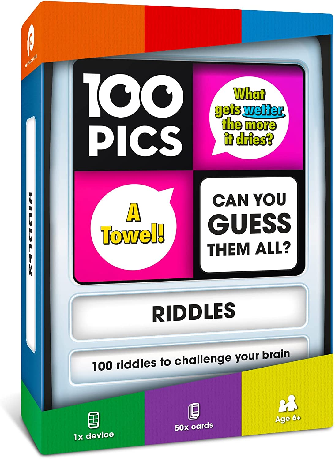 100 PICS Riddles Word Game – Stocking Stuffers & Family Puzzle Travel Card Games