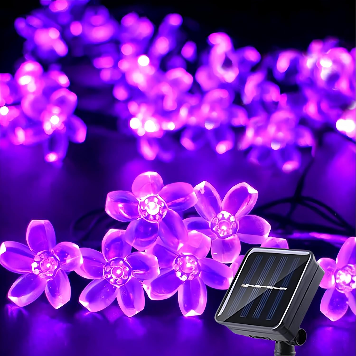 Clearhill Solar String Light, 39.4Ft/12M, 100 Lights, 8 Modes LED Outdoor Waterproof Solar Cherry Flower Lights, Garden Fence, Courtyard, Christmas Tree Decoration