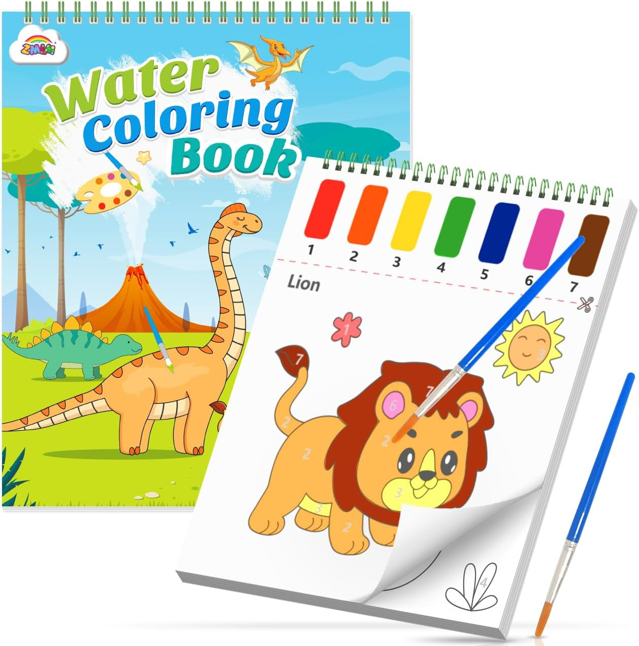 ZMLM Paint with Water Coloring Books for Toddlers – Mess Free Painting Activity for Kids – Arts & Crafts Gift Toy for Boy Girl Ages 4 5 6 7 8 – Birthday Christmas Easter Stocking Stuffers, Dinosaurs