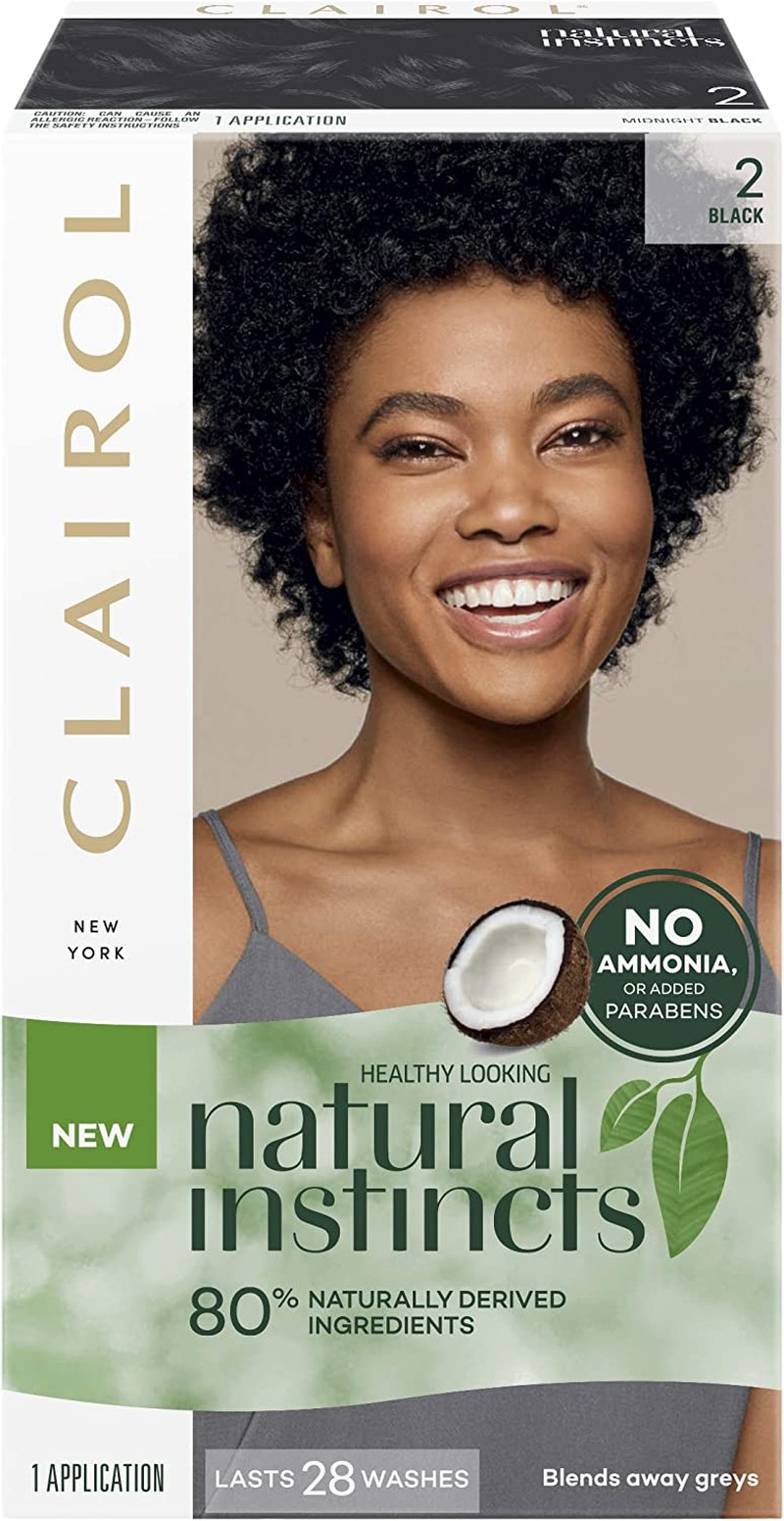 Clairol Natural Instincts Semi-Permanent Hair Color, 2 Black, Ammonia Free, Natural Hair Colour