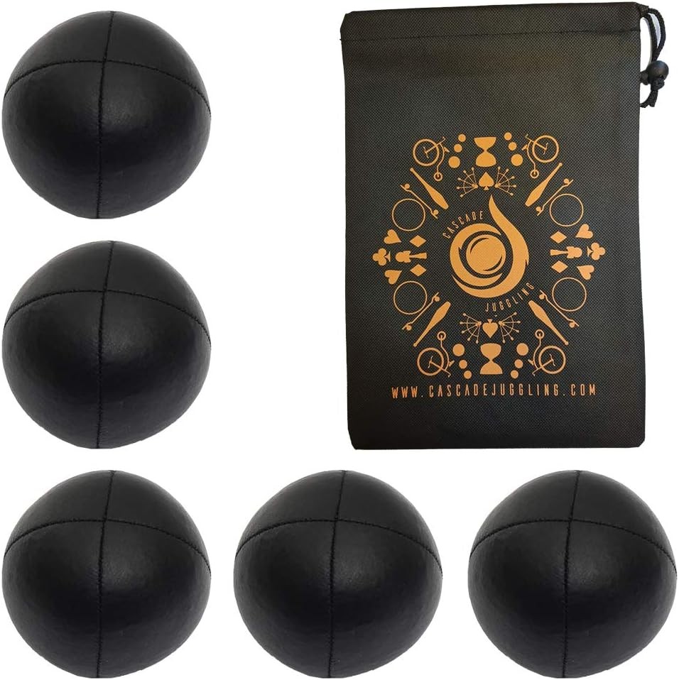 5 X Pro 115G Cascade Classic Juggling Balls – Thud Juggling Balls & Bag – Set of 5 Juggling Balls (Black)