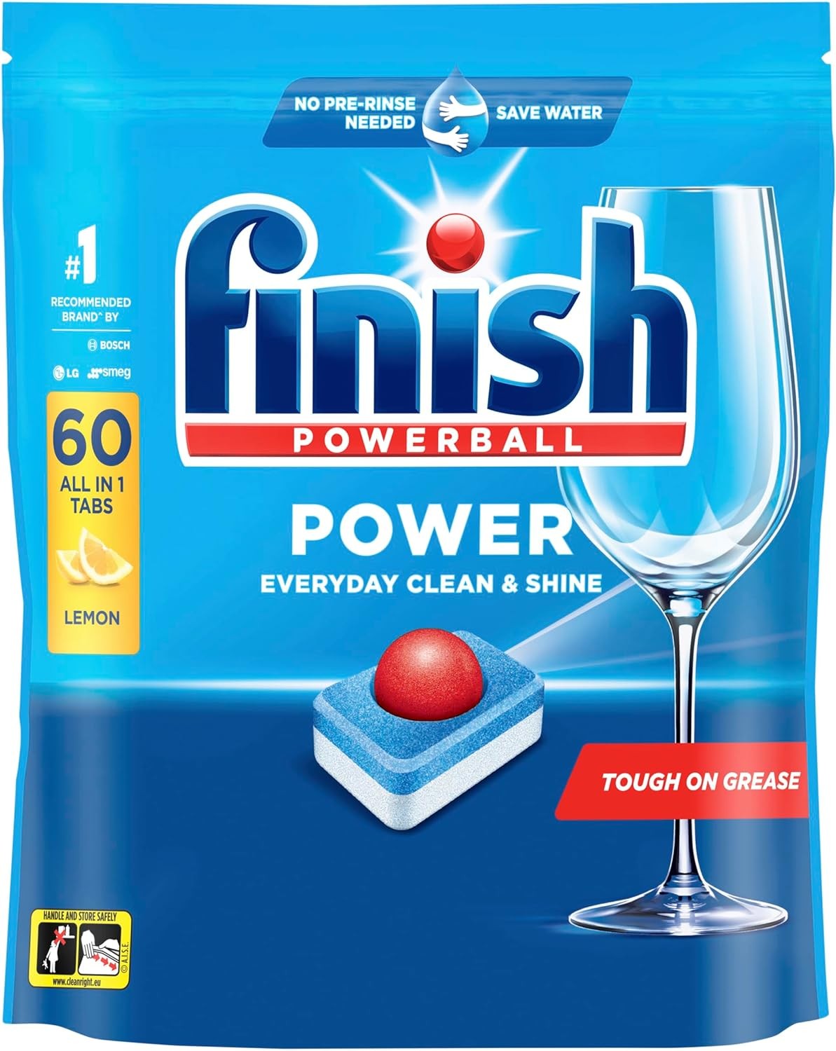 Finish All in One Power Lemon Sparkle Dishwasher Tablets (60 Tablet)