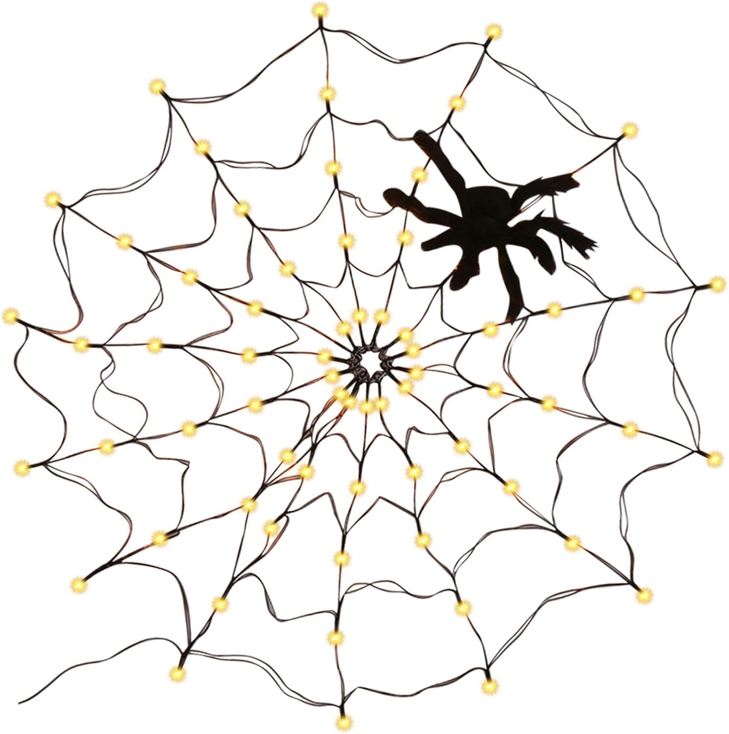 Halloween Decorations Spider Web Lights,Halloween Decoration Indoor Light – Halloween Decoration Lights, 70 LED Waterproof Net Lights with Black Spider for Home Yard Garden Window