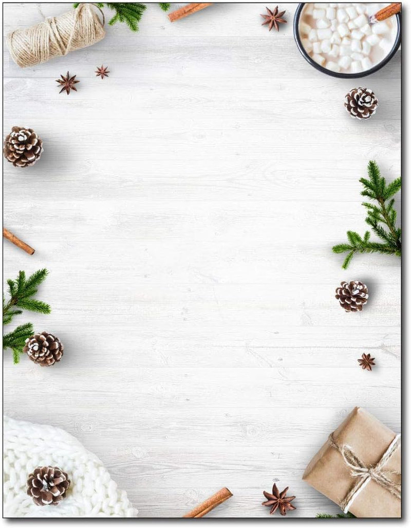 Minimal White Christmas Holiday Stationery – 80 Sheets – Great for Flyers, Invitations, or Letters