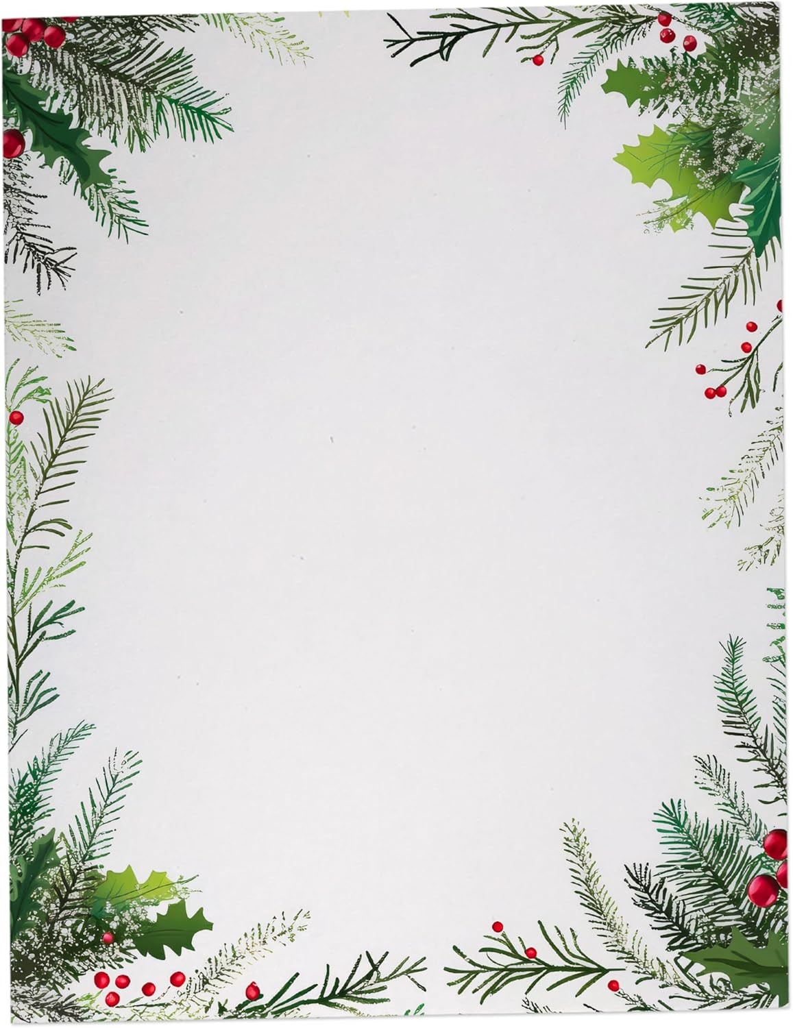 Pine & Berries Christmas Stationary Paper 8.5 X 11-60 Sheets Holiday Letter Paper