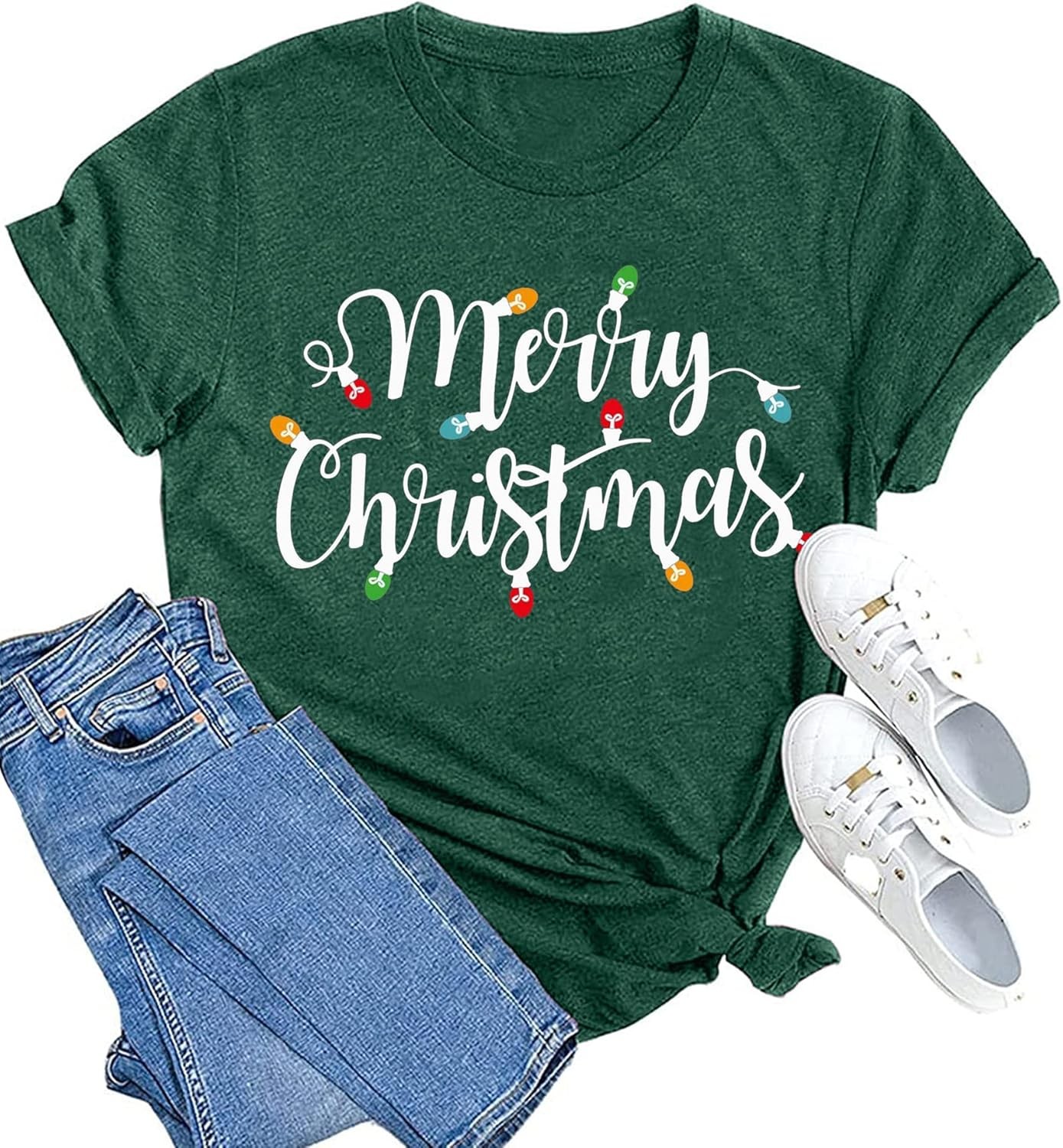 Christmas Shirts Womens Merry Christmas Shirt Xmas Holiday Tshirt Christmas Lights Tee Tops