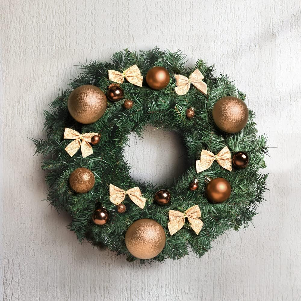 Jingle Jollys Christmas Wreath Garland 60Cm, Diameter Garlands, Decorations Holiday Party Gift Home Garden Store Decor, 2Ft Green 420 Tips Thick Foliage Flower Vine Wreath Assembly Free