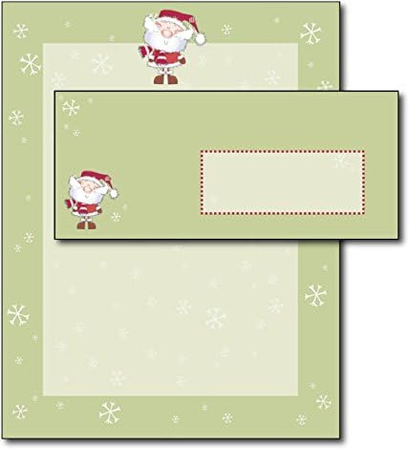 Merry Christmas Santa Holiday Letterhead & Envelopes – 40 Sets