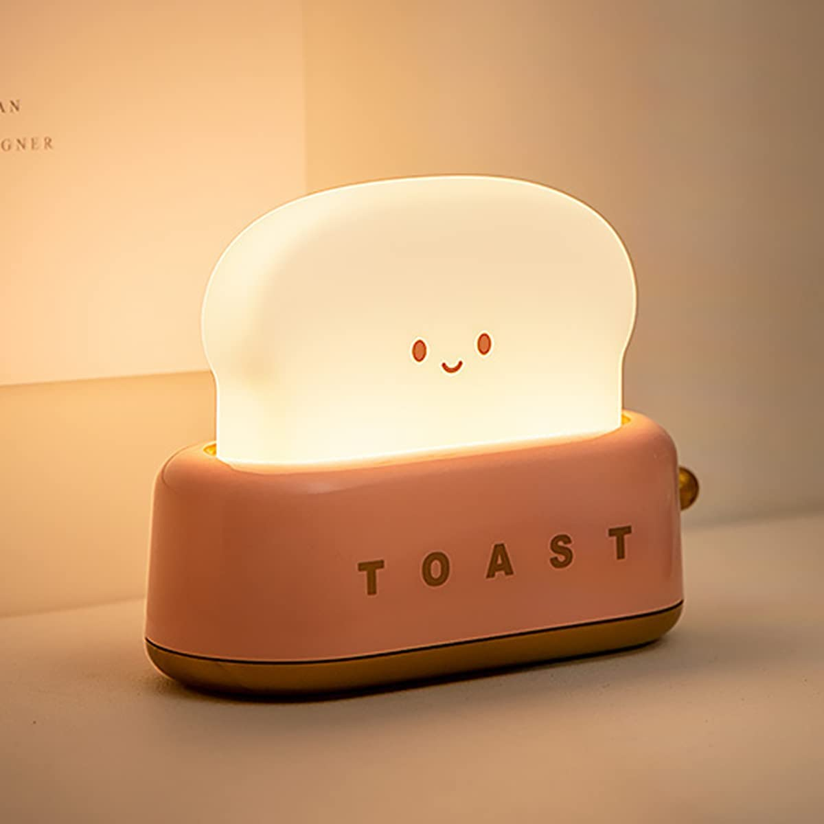 Toast Night Light,Dimmable Bread LED Night Light,Rechargeable Cute Baby Night Light with Timer,Touch Control Bedside Nursery Lamp for Kids Baby Bedroom Gifts,Room Desk Decor (Red)