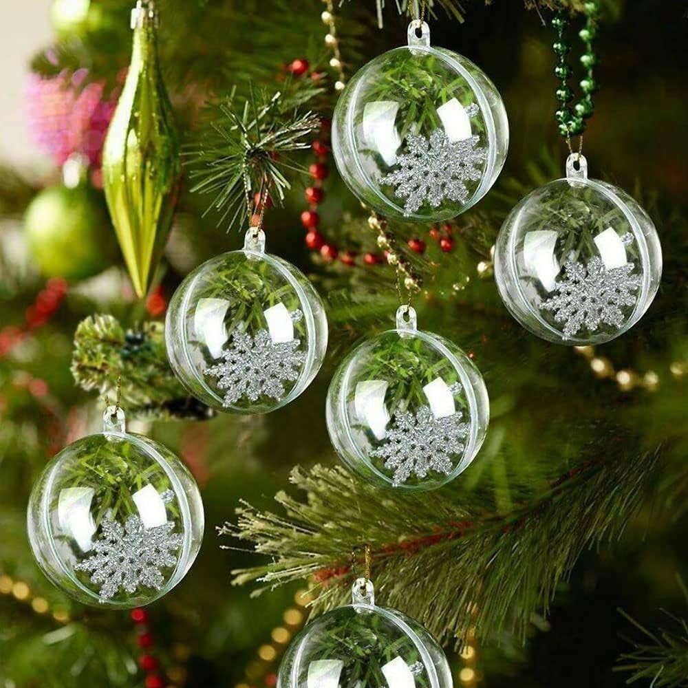 30 Pack Christmas Tress Decorations Ball Transparent Open Plastic Clear Ornament Christmas Tree Decorations for Christmas, Wedding, Party, Home Decor Clear Ornaments(2.36Inch)