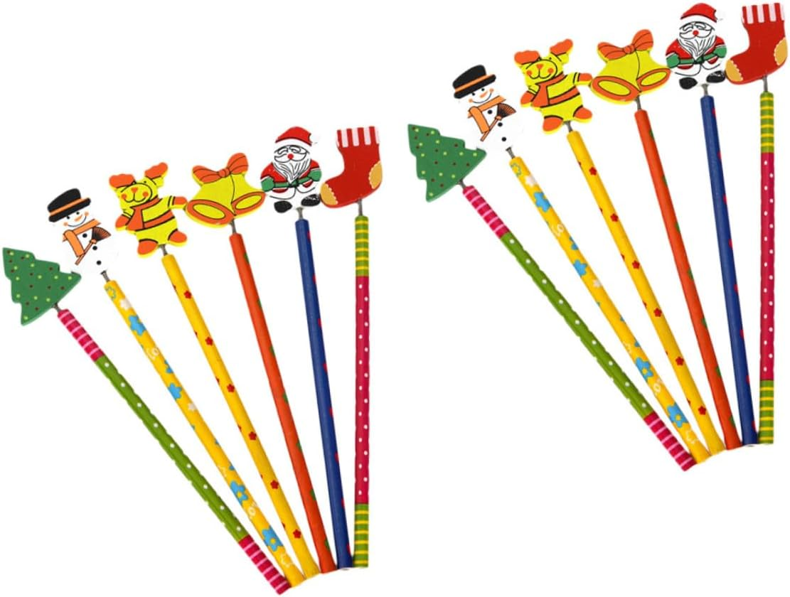 UTHCLO 48 Pcs Christmas Pencil Novelty School Pencil Pencil School Supplies Pencils Students Pencils Stocking Stuffers for Students Kid Pencils Stationery Wood