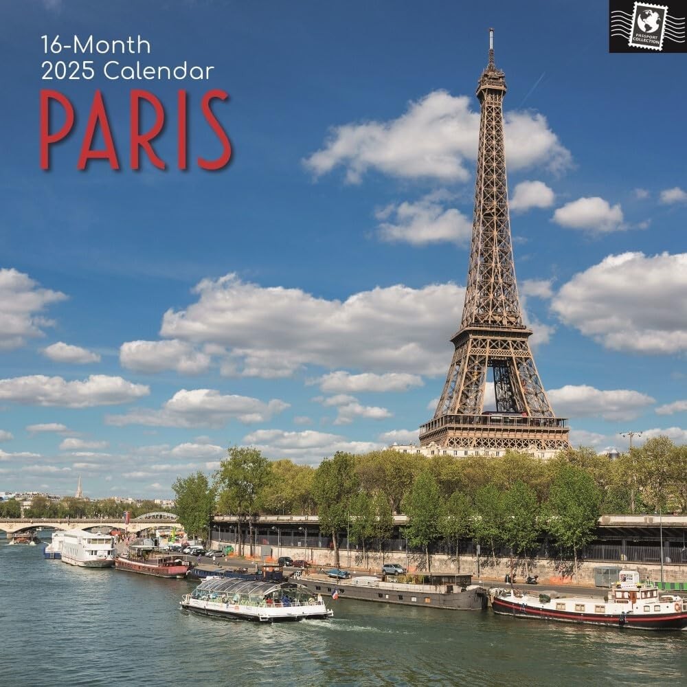 Paris 2025 Square Wall Calendar 16-Month Christmas New Year Premium Planner Gift