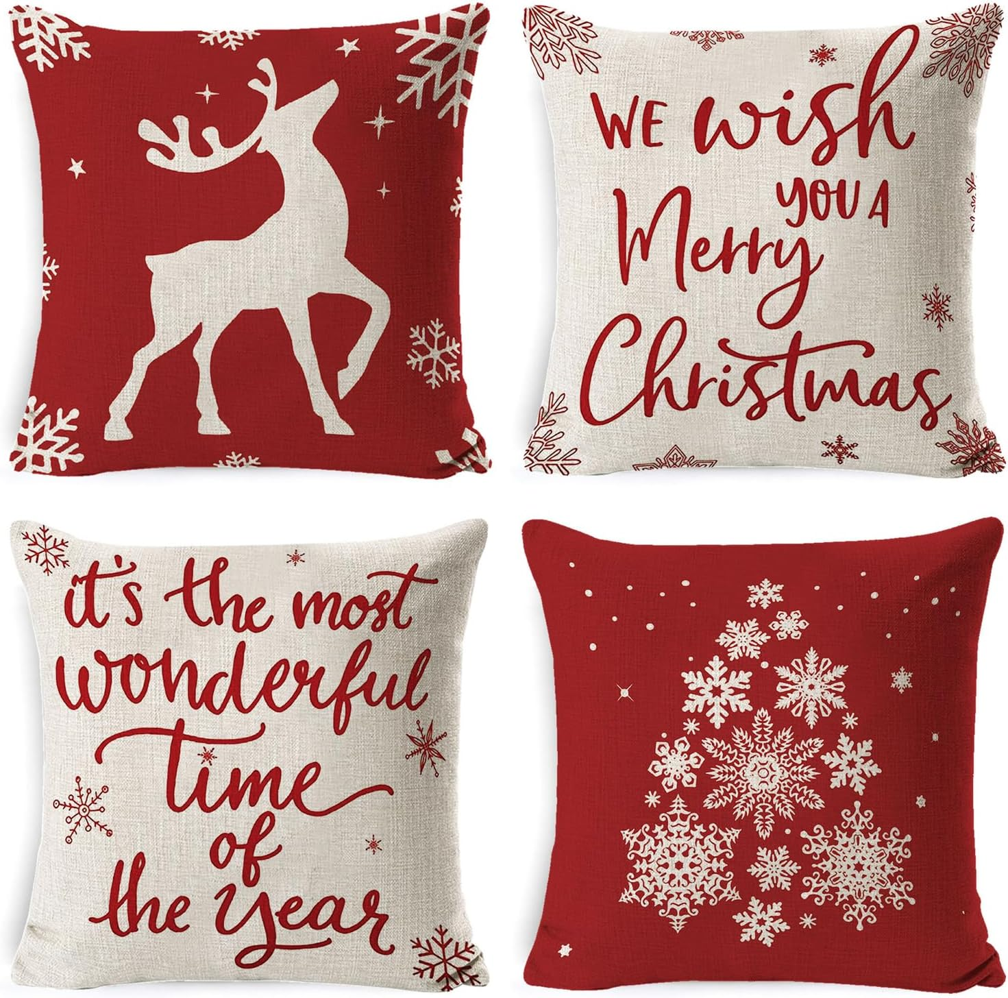 SHUNMAN Christmas Pillow Covers,18 X 18 Inch Throw Pillow Case Cushion Cover Linen Christmas Decorations,For Home Outdoor Indoor Sofa Car Decor