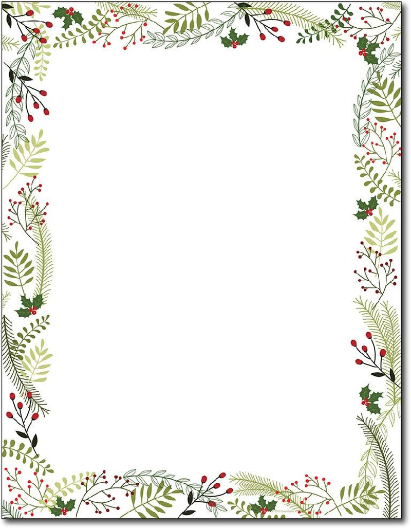 Merry Twigs & Holly Christmas Stationery Paper – 80 Sheets