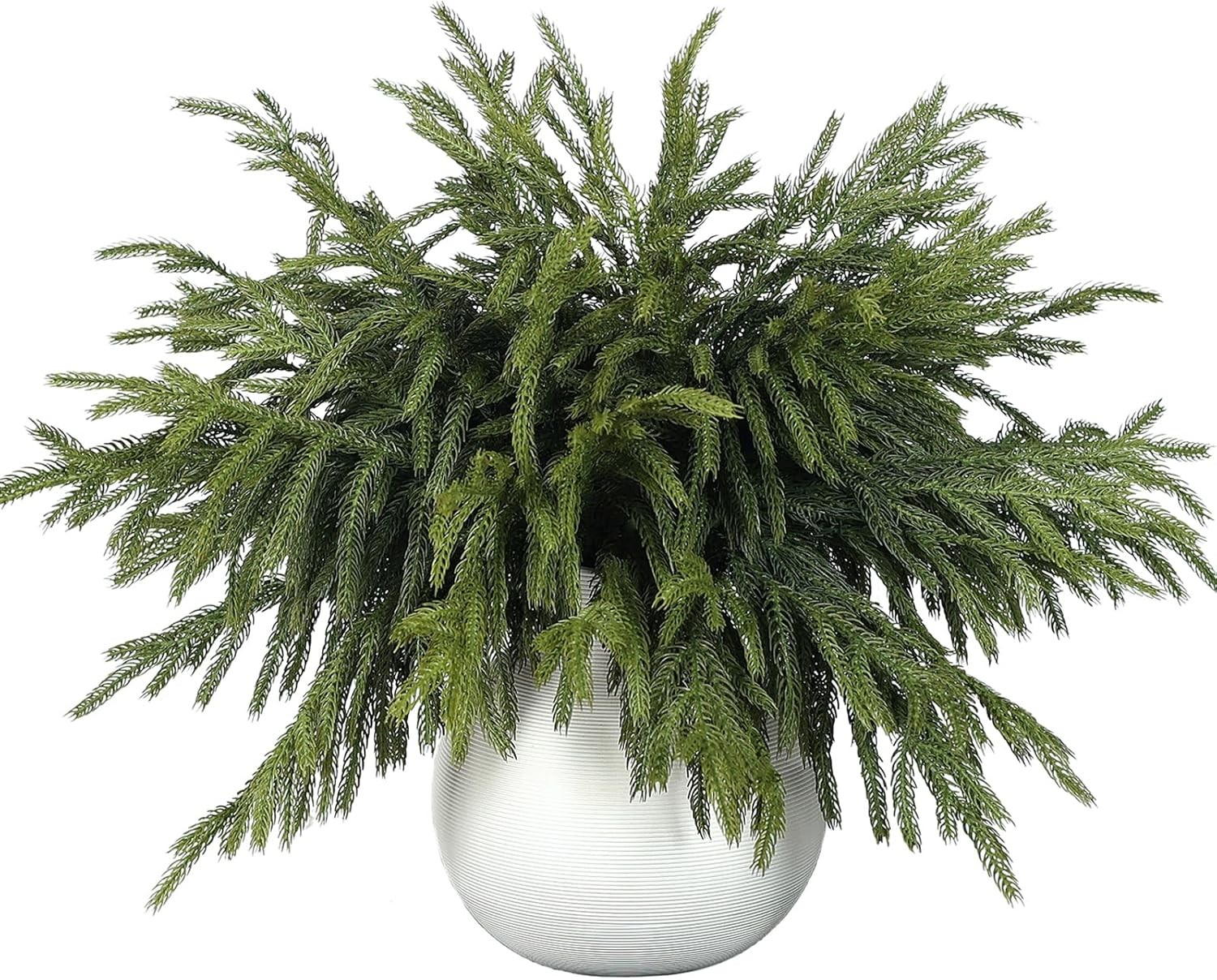 16 Pcs Real Touch Norfolk Pine Branch -18″ Artificial Christmas Green Plants Branches Faux Greenery Stem Fake Cedar Pine Picks for Vase DIY Crafts Garland Wreath Xmas Indoor Outdoor Home Decor