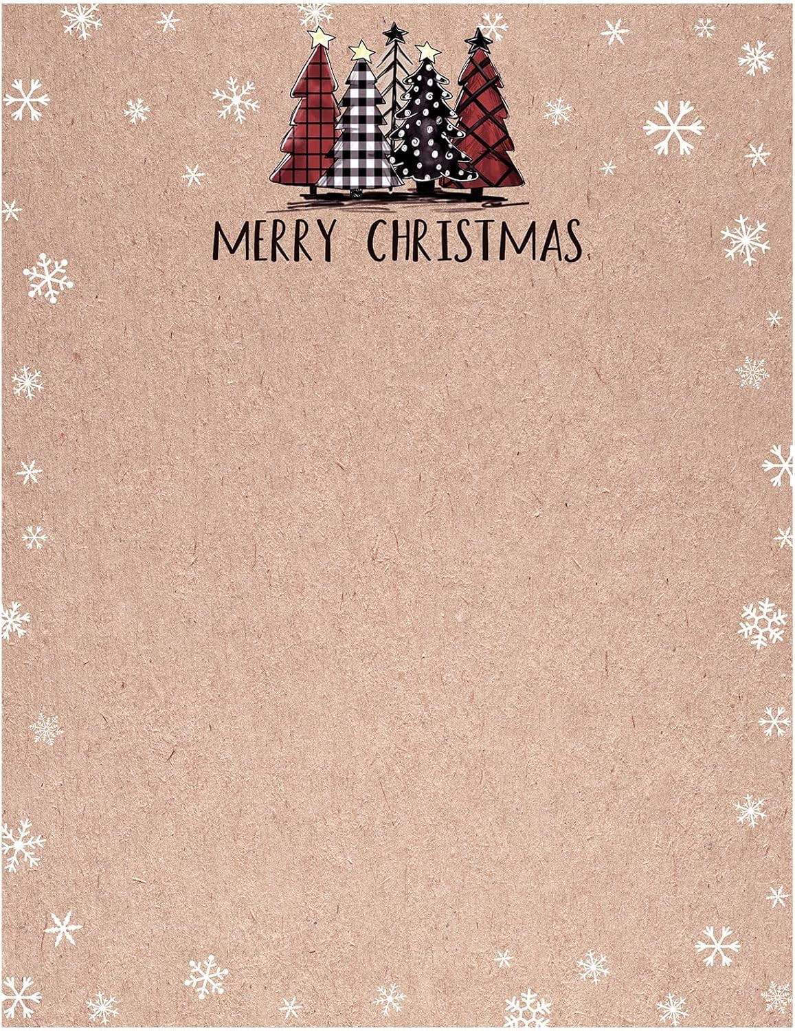 Anydesign 80Pcs Christmas Tree Stationery Paper Buffalo Plaid Xmas Tree Letterhead Decorative Paper Letter Writing for Notes Greeting Cards Invitations Office School Printing, 8.5 X 11 In