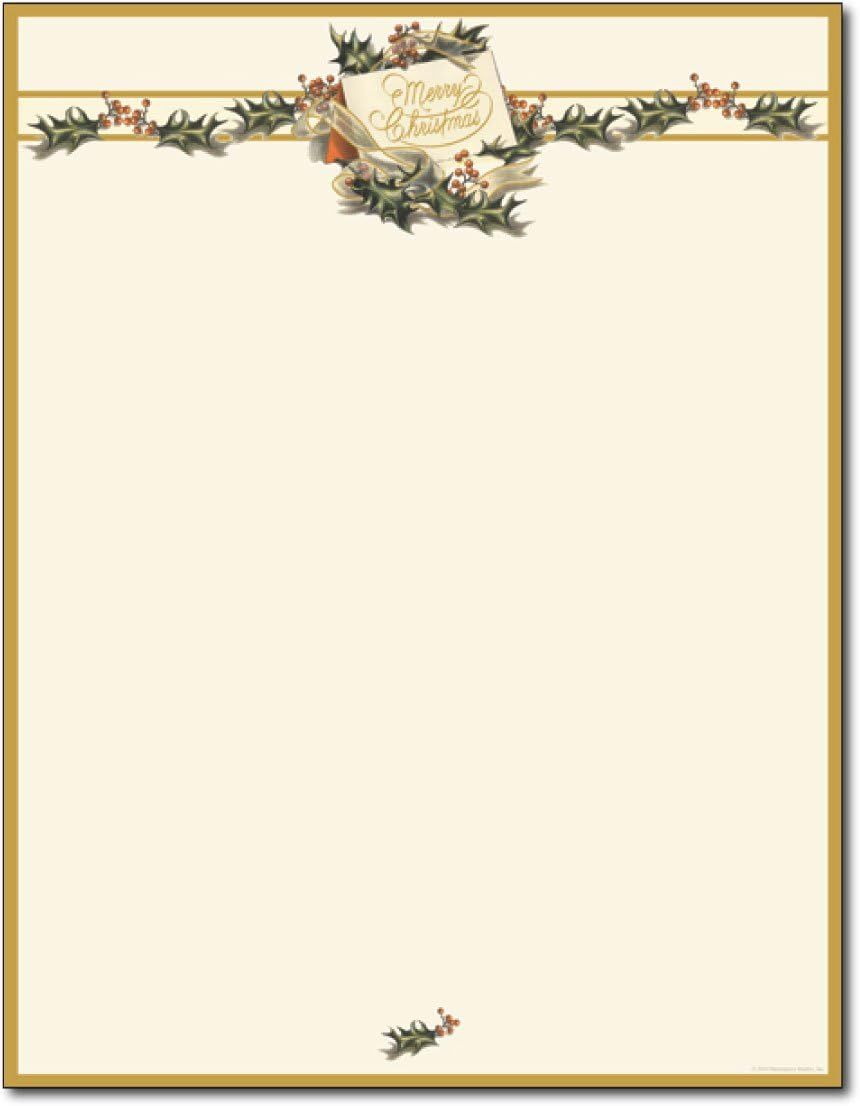 Vintage Christmas Holly Stationery – 80 Sheets