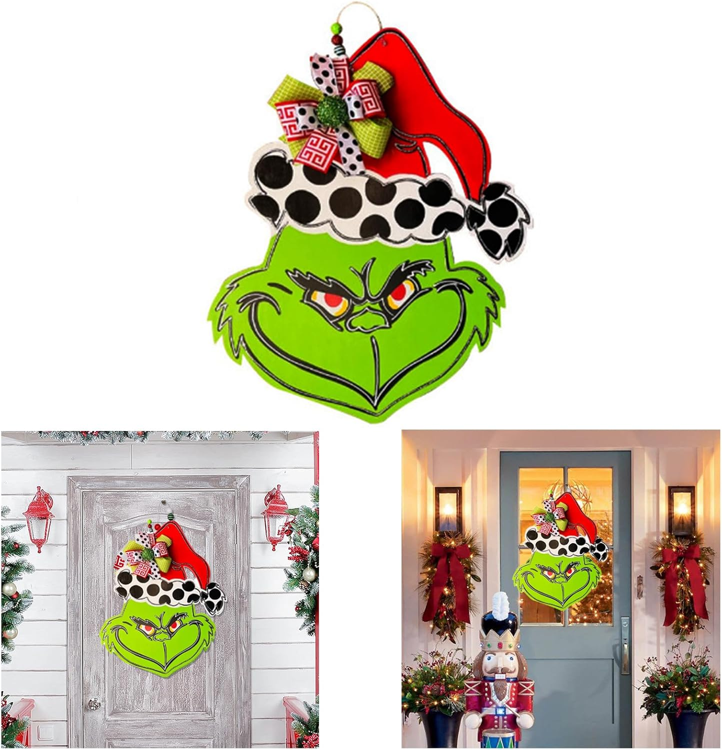 Christmas Wreaths for Front Door,Funny Christmas Door Decorations,Cute Christmas Wreath Ornament,Lovely Christmas Decorations, Wood Farmhouse Porch Decor for Home Window Wall Indoor Outdoor