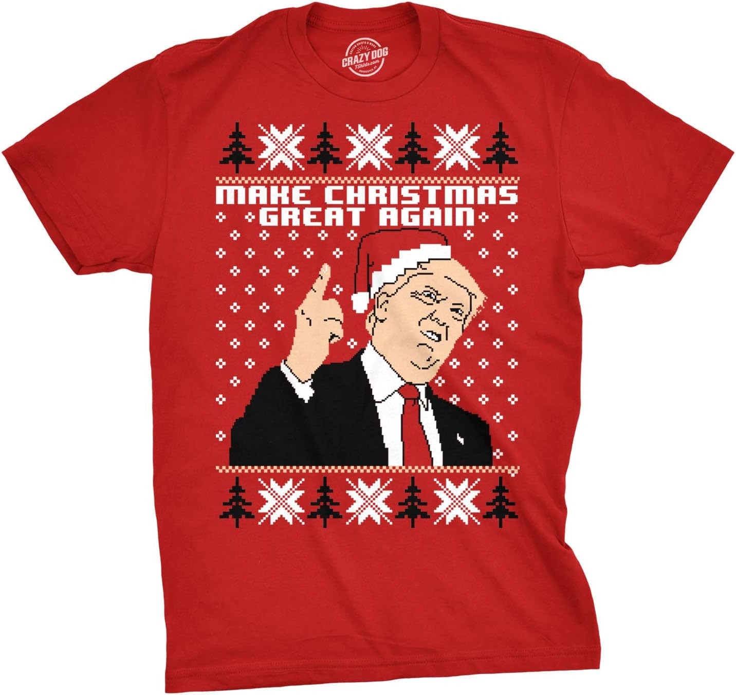 Mens Make Christmas Great Again Trump in Santa Hat Funny Ugly Humor T Shirt