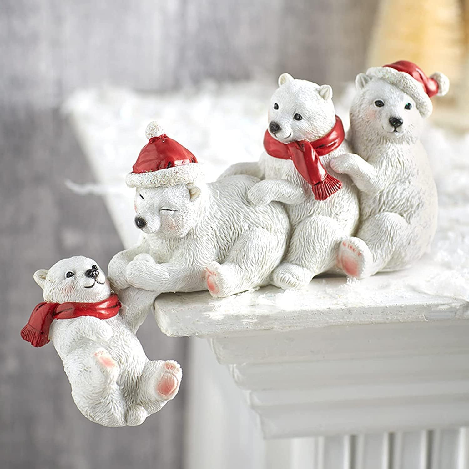 Polar Bear Christmas Decorations Table Corner Decoration,Bear Figurines Table Holiday Decor Holiday Shelf Sitters,Christmas Presents Home Xmas,Polar Bear